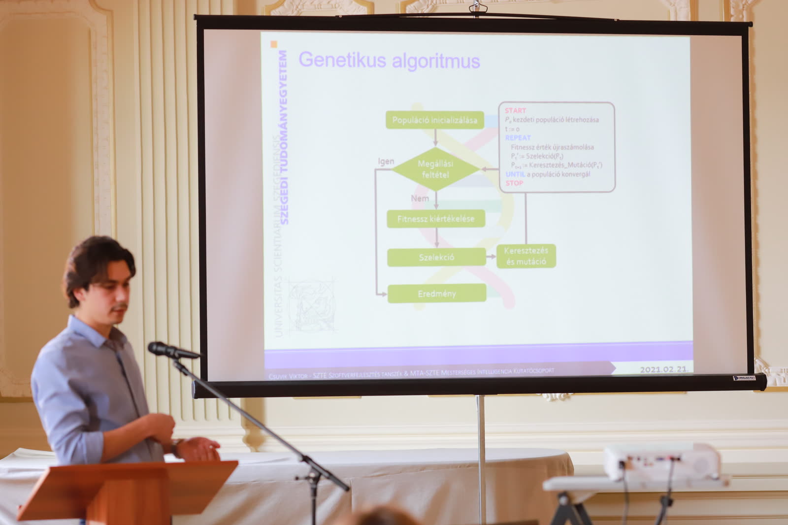 Slide explaining the genetic algorithm